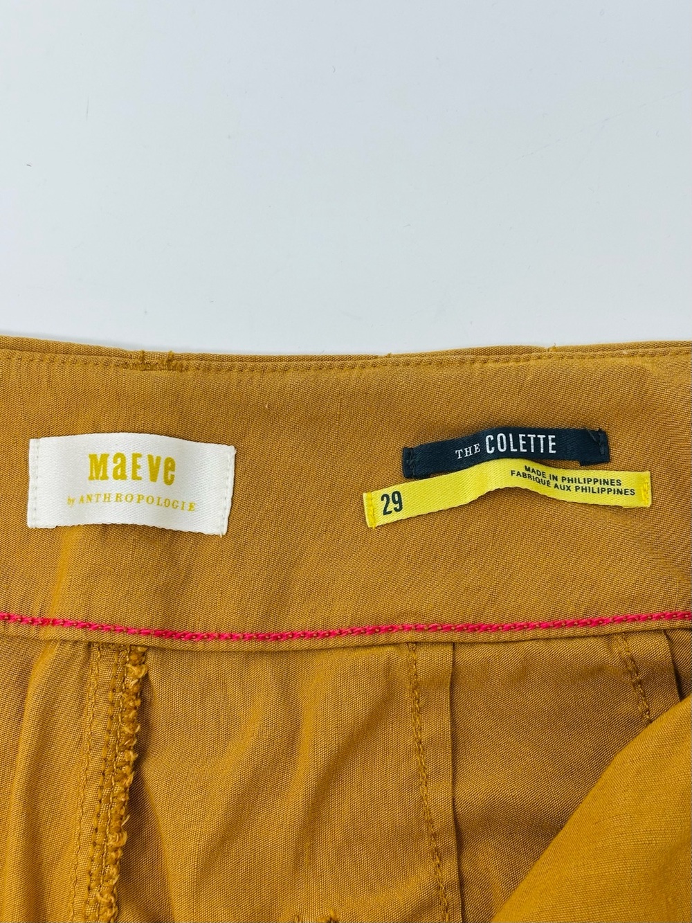 Anthropologie Maeve Colette Wide-Leg Crop Pants Size 29 Mustard Cotton Trousers - Picture 4 of 13